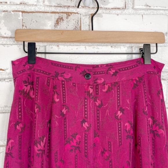 Vintage 80s Magenta Pink Floral Boho Southwestern Print Blazer Skirt Set 14 - Picture 10 of 11